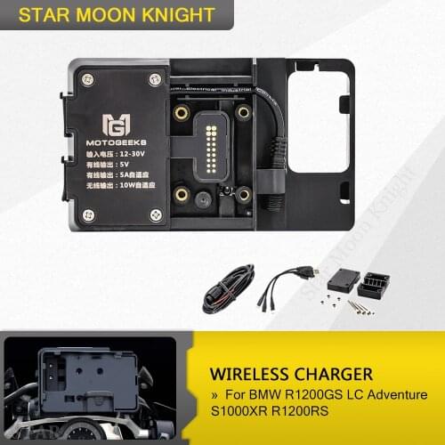 For BMW R1200GS wireless Charging Mobile Phone Navigation Bracket F700 800GS CRF1000L Motorcycle USB Charging 12MM Mount