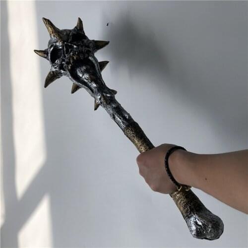 DMC 5 Simulation Skull Mace Weapon Halloween Performance Props Polyurethane Hammer Childrens Game Toys 71cm