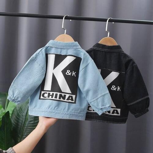 Toddler Baby Girls Boys Letter Printing Denim Jacket 2021 Spring Autumn Kids Fashion Coats Casual Children 0-4 Years Clothing