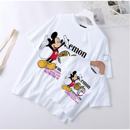 Mother&Kids T Shirts Short Sleeve Mickey Mouse Printed Mommy And Me Tshirt Harajuku Summer Boys Girls T-shirts Family Clothes