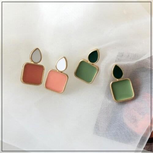 LANIWOO Geometric Square Stud Earring Japan and South Korea Retro Beautiful 2021 New Fashion Jewelry Gifts Present