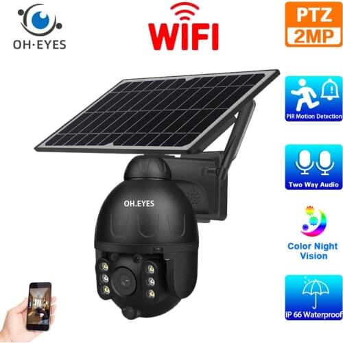 2MP Wifi Solar CCTV PTZ IP Security Camera Outdoor Waterproof Two Way Audio Wireless Wifi Video Surveillance Dome Camera 1080P