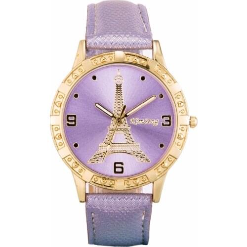 High Fashion KimSeng New Vintage Paris Eiffel Tower Womens Quartz Watch Women Girls Ladies Students Casual Wristwatch