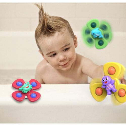 Cartoon Suction Cup Spinner Toy For Babies Rotate Rattle Baby Bath Toys Baby Sucker Spin Toy Highchair Bathtub Toys For Kids