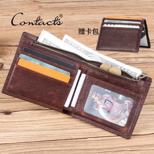Mens Wallet Retro Crazy Horse Cowhide Mens Wallet Horizontal Leather Wallet Card Case Coin Purse