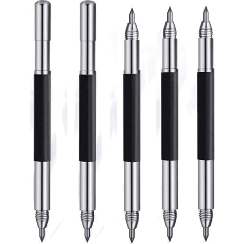 Tungsten Carbide Scribers 5 Pack, Engraving Pen with Double Head Design - Pocket Tungsten Carbide Tip Scriber Tool