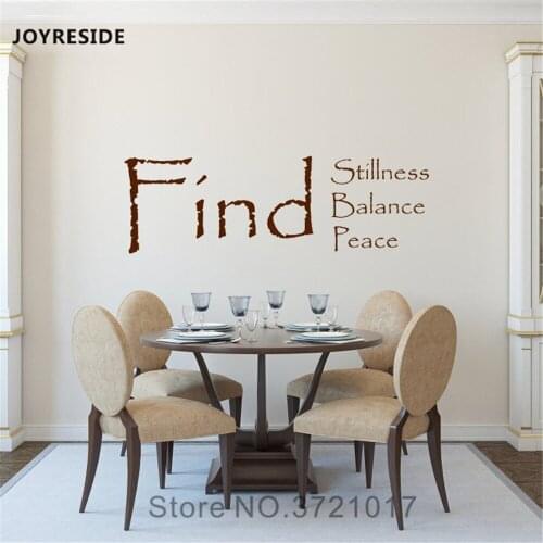 JOYRESIDE Find Stillness Balance Peace Wall Sticker Decals Vinyl Interior Decor Yoga Gym Living room Home Design Art Mural A1261