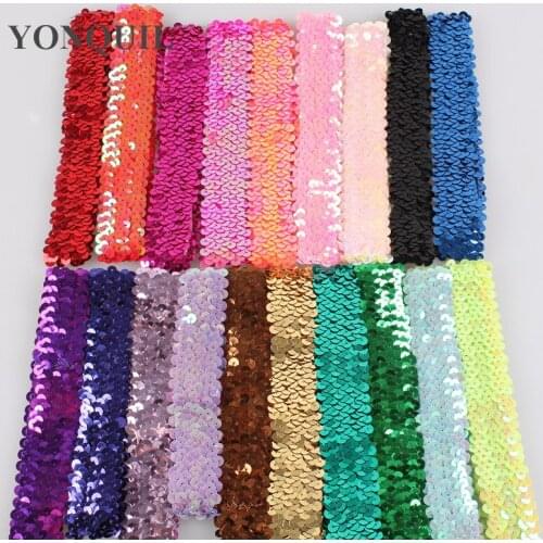 21Colors New Beautiful Glitter Sequins Headbands Girls Kids Hair Accessories Elastic Hair Band Sports Headwear 100Pcs/Lot