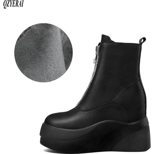 New Winter women shoes natural Genuine leather boots ankle bottom of thick Warm fur Female boots 100%cowhide Chelsea snow boots