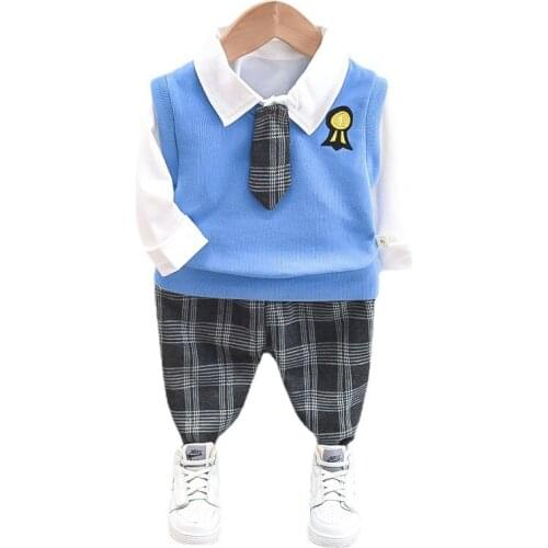 New Spring Autumn Baby Boys Clothes Suit Children Fashion Vest T-Shirt Pants 3Pcs/Set Toddler Casual Costume Kids Sport Clothing