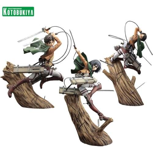 Kotobukiya Original Statue Anime Attack On Titan Eren Jaeger Mikasa Levi Action Figure Model Collectile Toys New Packa Version