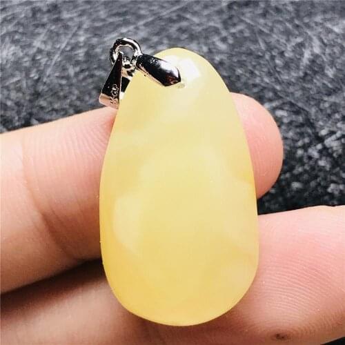 Top Natural Yellow Amber Pendant Jewelry For Women Man Crystal Silver 27x15x6mm Beads Gemstone Fashion Necklace Pendant AAAAA