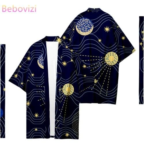 Plus Size XXS-6XL Geometric starry sky Long Loose Japanese Cardigan Women and Men Harajuku Haori Kimono Cosplay Top Yukata Robe