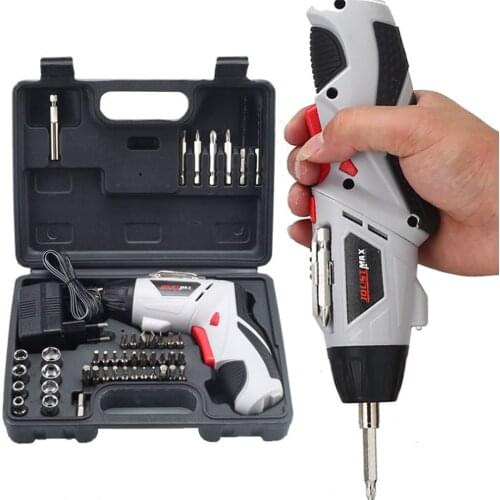 Handle 4.8V Multifunctional Cordless Rechargeable Electric Screwdriver with Rotatable LED Light Screw Bits Boxed Suit
