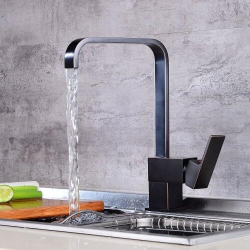Kitchen Sink Faucet Black Bronze Finish Brass Crane Kitchen Faucets Hot and Cold Water Mixer Tap Single Hole Mixer Tap torneira