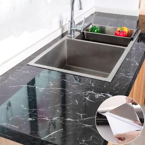 Modern Kitchen Stickers Waterproof Oilproof Classic Marble Pattern Wall Stickers Protect Desktop One Piece Self-adhesive New