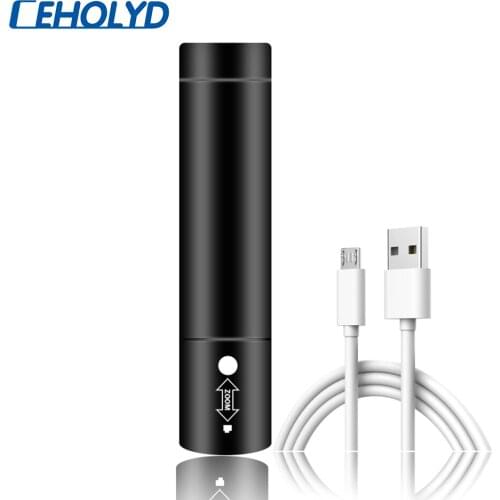 Powerbank LED Flashlight 8000 Lumens XM-L T6 Torch 3 modes Switch Zoomable Lens Built in Rechargeable Battery for Camping