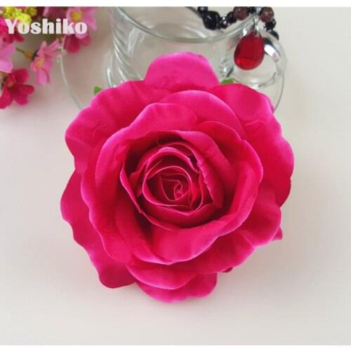 Yoshiko 1pc 5" Artificial rose Flower Head Silk Flowers Wedding Decoration DIY Garland Craft Fake Flower Decoration Backdrop