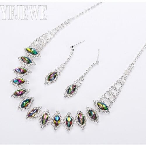 2017 Women New Fashion Jewelry Sets Nechlace And Earrings Silver Plated Rhinestone For Party N192