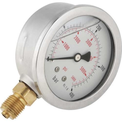 0-400Bar Air Pressure Gauge Dial Hydraulic Pressure Gauge Meter Weight 213g Metal for Measuring Liquid Industrial Equipment