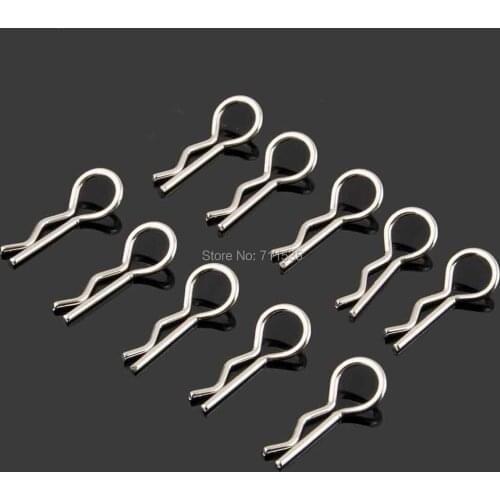 10Pcs HSP 02053 Stainless Steel Body Shell R Clips Pin Spare Parts For 1/10 RC Model Car HSP Redcat HPI Himoto Traxxas