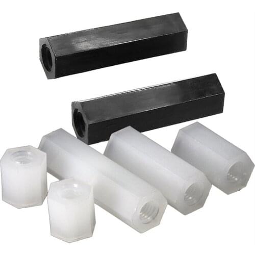 1000PCS/lot M2*5/6/8/10/12/15/18/20 BK/White Nylon Hex Standoff 2MM Female to Female Nylon Plastic Spacer Screw Long Hex Nut