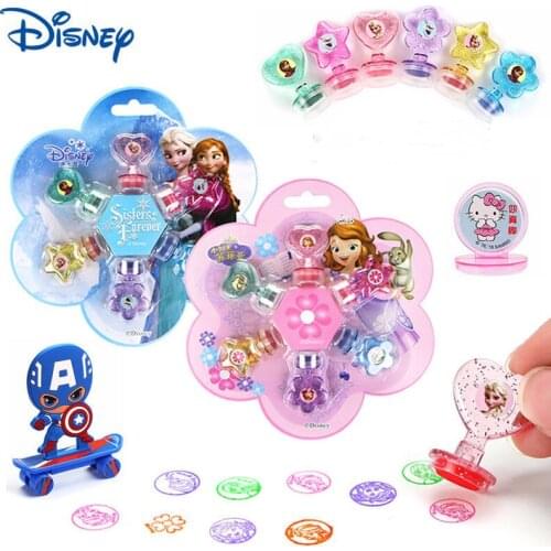 12pcs Disney Frozen stamps sets Cute cartoon Seal stamp for children Sofia Princess DIY Graffiti seals Kids Favor Birthday Gift