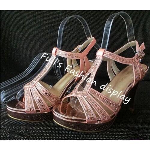 50pcs Fashion Simple style clear elastic plastic Womens sandals show holder Shoe display stand rack