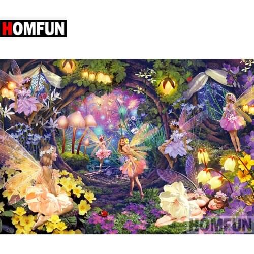 HOMFUN Full Square/Round Drill 5D DIY Diamond Painting "butterfly fairy" Embroidery Cross Stitch 5D Home Decor Gift A08752