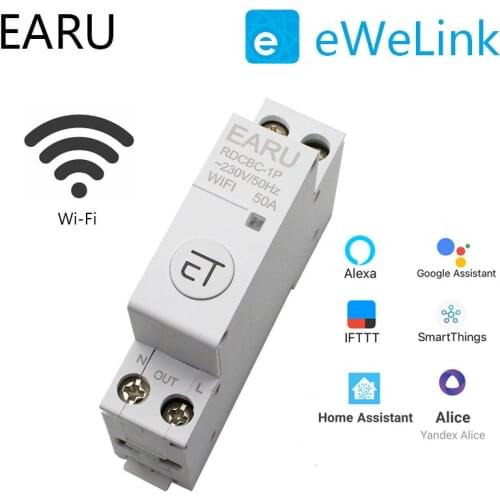 1P Din Rail WIFI Circuit Breaker Smart Timer Switch Relay Remote Control By EWeLink APP Smart Home Compatiable With Alexa Google