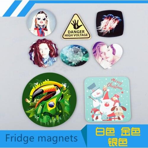 Free Shipping 15PCS/lot Sublimation blank refrigerator sticker heat ink print DIY gift three colors and many shapes