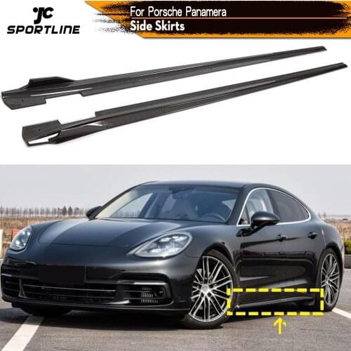 Car Side Skirts Body Kits For Porsche Panamera 2017-2019 Carbon Fiber Car Door Bumper Lip Side Skirts Aprons Extension Lips