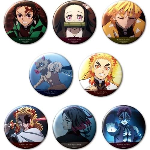 Demon Slayer: Kimetsu no Yaiba Anime Tanjirou Nezuko Zenitsu Inosuke Kyojuro Metal Badge Brooch Pins