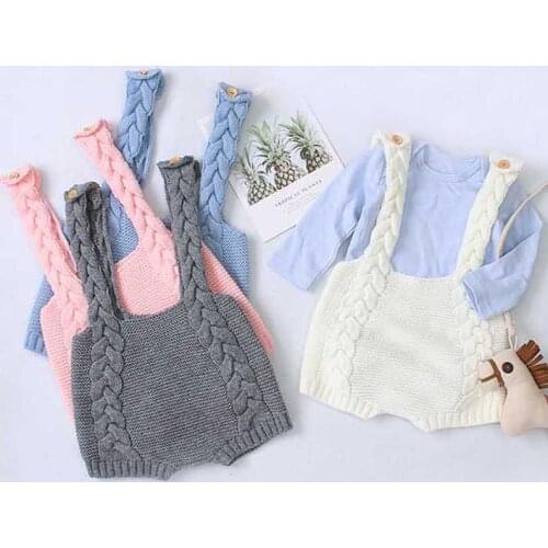 Baby Knitting Rompers Twist Overalls Newborn Baby Girls Boys Clothes Infantil Baby Girl Boy Sleeveless Romper Jumpsuit 0-24M