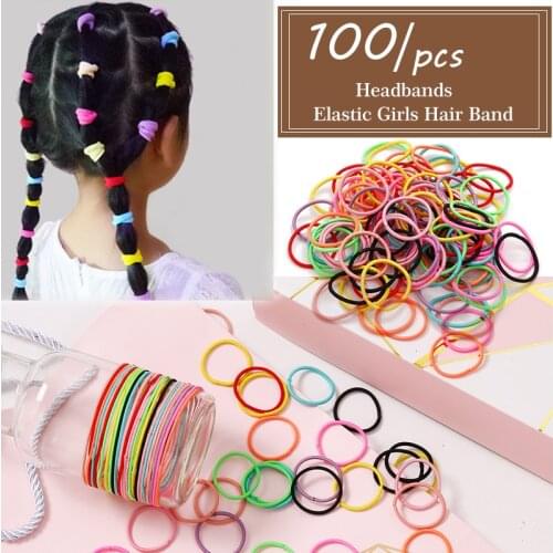 FNIO 100pcs Girls Hair Accessories Elastic Hair Bands Children Ponytail Holder Rubber Bands Kids Headband for Hair