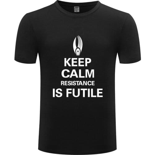 Funny Keep Calm Resistance Is Futile - Borg Star Trek Cotton T Shirt Retro Men O-Neck Summer Short Sleeve Tshirts Clothes