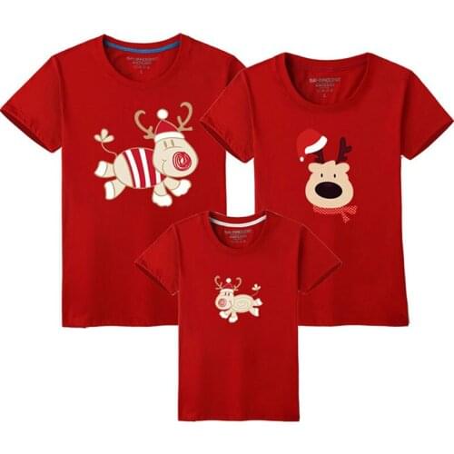 Dad Mom Baby Mother Daughter Short Sleeve Matching Woman Tshirts New Year Matching Family Outfits Christmas Father Son Clothes