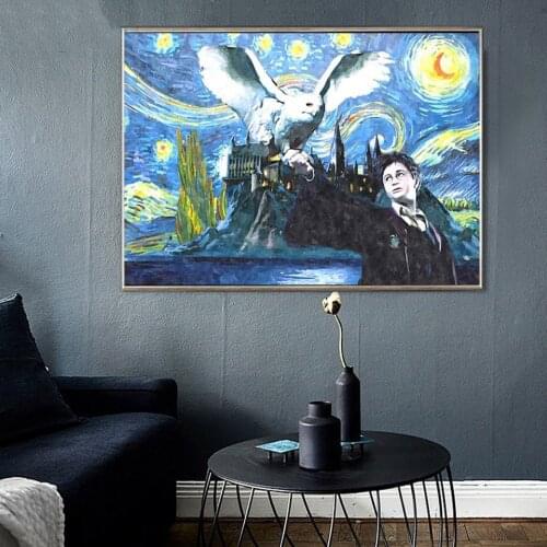 Harry,Hogwarts,Star Sky Owl Full Square Round Drill Diamond Painting 5D DIY Diamond Embroidery Mosaic Picture Wall Art Decor