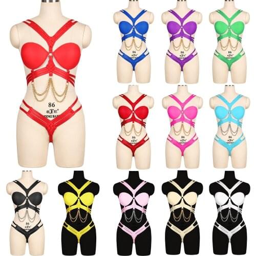 Gothic Elastic Suspenders Body Harness Adjustable Size Lingerie Waist Chain Punk Club Rave Women Bdsm Couples Flirting Fetish