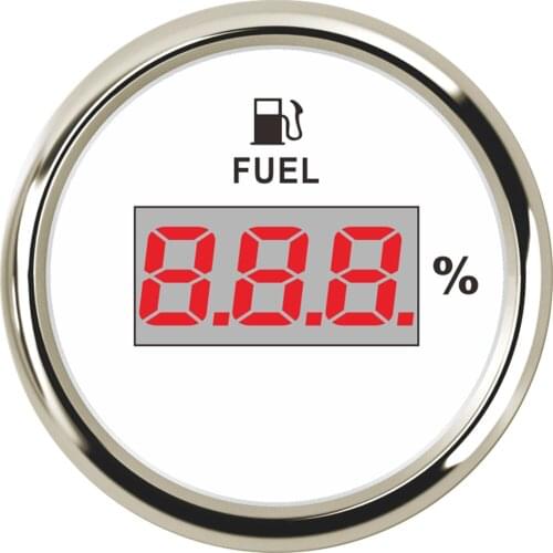 1pc Automotive 52mm Digital Fuel Level Gauges 0-190ohm 240-33ohm Truck Fuel Tank Meters Red Backlight 0-100% Display Instrument