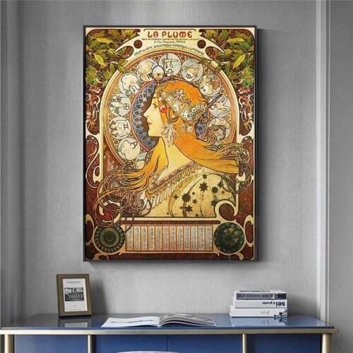 Famous Illustration Art Print Alphonse Mucha Canvas Posters and Prints Classical Art Nouveau Woman Art Home Decor Cuadros
