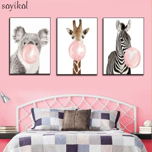 Pictures By Numbers With Frame DIY Painting By Numbers Animals For Children Zebra Koala Giraffe Balloon Christmas Decorations