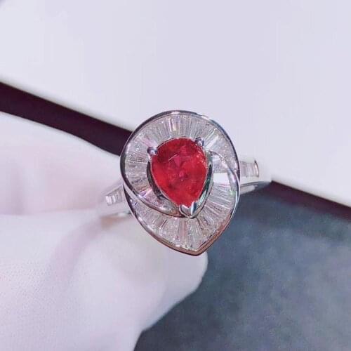 H715 Natural 1.00ct Red Ruby Ring Diamonds Jewelry Anniversary Females Rings for Womens Fine Rings