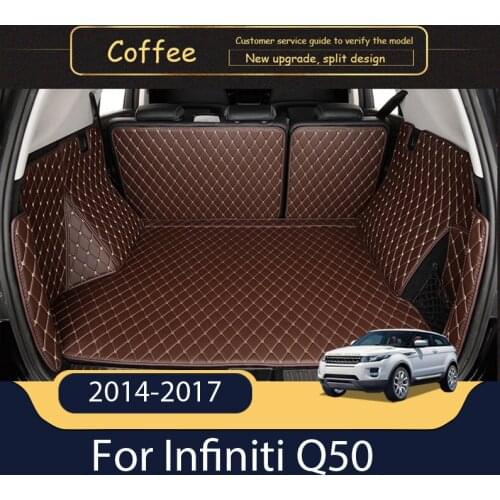 Custom Leather Car Trunk Mats For Infiniti Q50 2014-2017 Non-Hybrid Rear Trunk Floor Mat Tray Carpet Mud