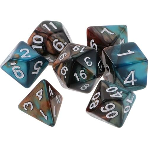 7 pieces Two Colors Polyhedral Dice 16mm for DND Table Board Games D20 D12 D10 D8 D6 D4 Dice Set Party Game Toys