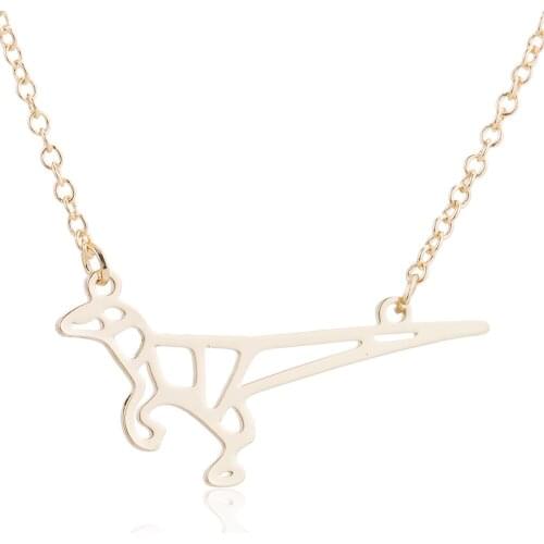 Fashion Hiphop Stainless Steel Origami Dinosaur Necklace For Girl Kids Ancient Animal Choker Necklaces Cute Classic Jewelry