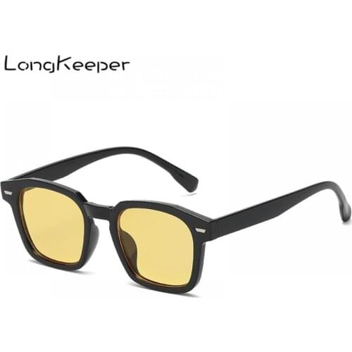 Fashion Unisex Square Sunglasses Men Women Fashion Small Frame Yellow Sunglasses Female Retro Rivet Glasses UV400 zonnebril