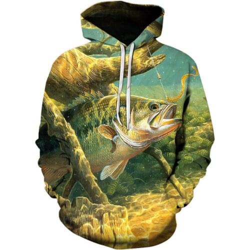 Men Hoodies Fishing clothes 3D funny Lure Print Sweatshirt Get rich Tracksuits hiphop European and American casual hoodie
