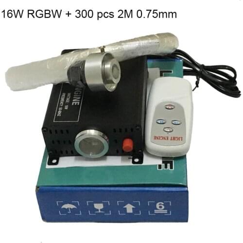NEW Arrive 16W RGBW Engine 4key RF Remote LED Fiber Optic Star Ceiling Light Kit 300pcs 2M 0.75mm Fibre Optic Lamp Lighting