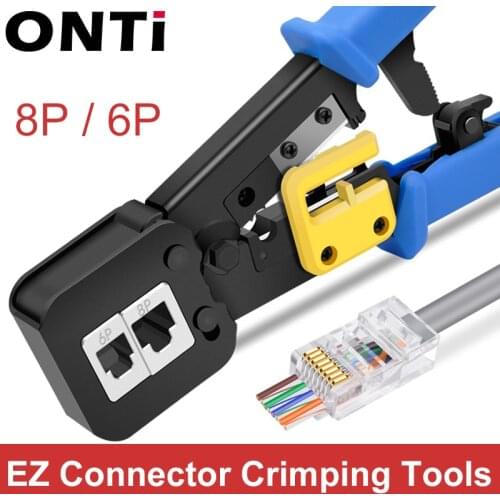 ONTi EZ RJ45 Tool Crimper Hand Network Stripping Tool Plier for EZ RJ45 RJ11 Cat6 Cat5 8p8c Multi Cable Crimping Stripper